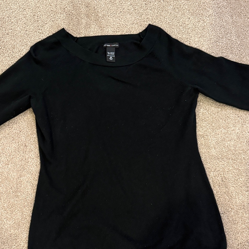 New York & Company Black Boatneck Sweatshirt